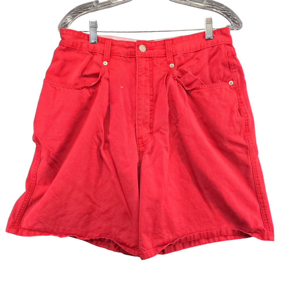 Brittania Womens Shorts Red Size 14 Pockets Belt Loops Cotton